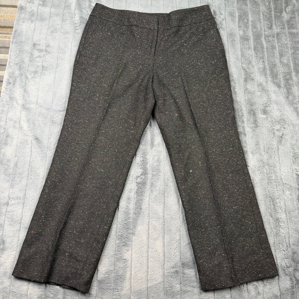 Talbots Heritage Petites Wool Silk Blend Confetti Tweed Trousers Gray 12P 11559